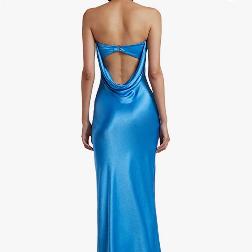 Strapless open back gown